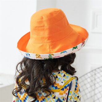 Kinderen Double Side Draag Visser Katoen Emmer Hoed Kids Meisjes Leuke Zonnebrandcrème Fedora Outdoor Wandelen Strand Panama Cap kleur 4
