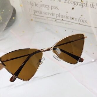 Kinderen Driehoek Zonnebril Metalen Frame Bril Persoonlijkheid Straat Schieten Spiegel Uv400 Voor Jongen Meisje Accessoires bruin