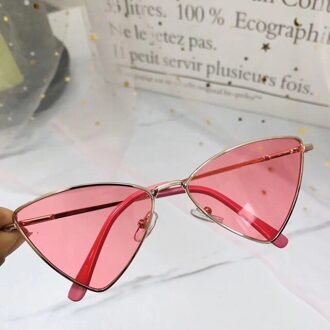 Kinderen Driehoek Zonnebril Metalen Frame Bril Persoonlijkheid Straat Schieten Spiegel Uv400 Voor Jongen Meisje Accessoires roze