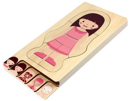 Kinderen Educatief Speelgoed Houten Multi-layer Puzzel Menselijk Lichaam Structuur Puzzel Kids Educatief Houten Speelgoed