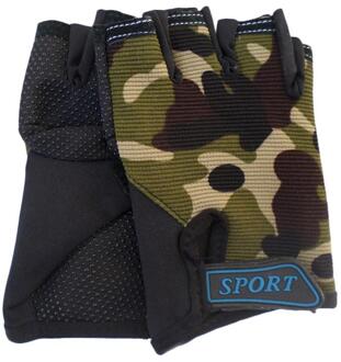 Kinderen Fietsen Half Vinger Handschoenen Fiets Handschoenen Elastische Antislip Kind Kid Fiets Handschoenen Buiten Rijden Camouflage Apparatuur
