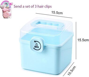Kinderen Haar Accessoires Opbergdoos Meisje Baby Rubberen Band Hoofdtooi Transparante Stofdicht Sieraden Organisator Draagbare Case blauw klein