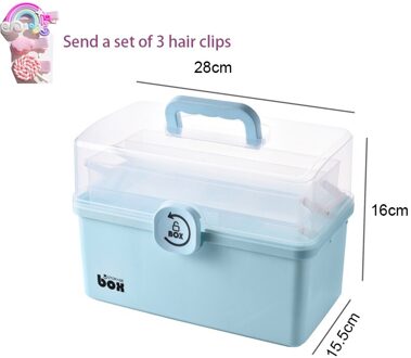 Kinderen Haar Accessoires Opbergdoos Meisje Baby Rubberen Band Hoofdtooi Transparante Stofdicht Sieraden Organisator Draagbare Case blauw medium