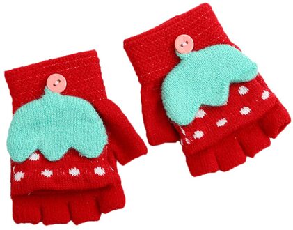 Kinderen Handschoenen Meisjes Jongens Winter Multicolor Cartoon Paraplu Stiksels Warme Katoenen Handschoenen Oktober #2 rood