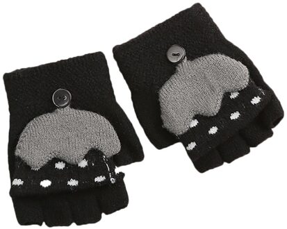 Kinderen Handschoenen Meisjes Jongens Winter Multicolor Cartoon Paraplu Stiksels Warme Katoenen Handschoenen Oktober #2 zwart