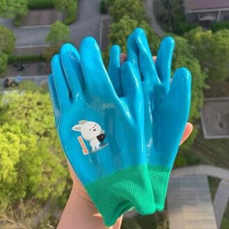 Kinderen Handschoenen Waterdicht Anti-Snijden Handschoenen Tuinieren Arbeid Wieden En Naalddichte Latex Een Paar handen Bescherming lakeblue 4-7