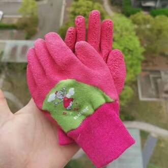 Kinderen Handschoenen Waterdicht Anti-Snijden Handschoenen Tuinieren Arbeid Wieden En Naalddichte Latex Een Paar handen Bescherming rood 3-5