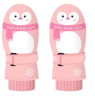 Kinderen Handschoenen Winter Warm Leuke Patroon Kinderen Ski Snowboard Sport Handschoenen Wanten Waterdicht Winddicht Skiën Handschoenen roze pinguïn