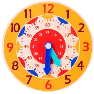 Kinderen Houten Klok Speelgoed Uur Minuut Tweede Cognitie Kleurrijke Klokken Speelgoed Oranje
