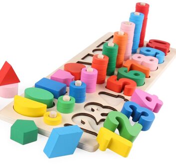 Kinderen Houten Materialen Leren Te Tellen Nummers Bijpassende Digitale Vorm Match Vroege Onderwijs Wiskunde