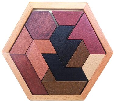 Kinderen Houten Puzzel Ei-Vormige Zeshoekige Rand Puzzel Vroege Onderwijs Vorm Cognitieve Puzzel Speelgoed