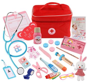 Kinderen Houten Speelhuis Speelgoed Arts Geneeskunde Doos Nurse Bag Kinderen Pretend Educatief Speelgoed A2