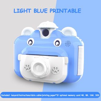 Kinderen Instant Print Camera Roterende Lens 1080P Hd Kids Camera Speelgoed Met Thermisch Fotopapier licht blauw