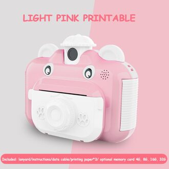 Kinderen Instant Print Camera Roterende Lens 1080P Hd Kids Camera Speelgoed Met Thermisch Fotopapier roze