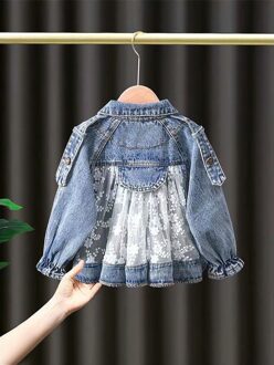 Kinderen Jassen Windjack Casual Borduren Jassen Jean Denim Meisje Bovenkleding Jas Kleding Baby Kant Geul Kinderen Meisjes 100cm