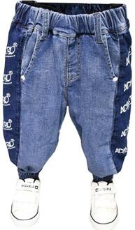 Kinderen Jeans Kids Jeans Jongens Broek Retro Stiksels Letters Gedrukt Jeans Casual Losse Kinderen Broek 4T--height 110cm