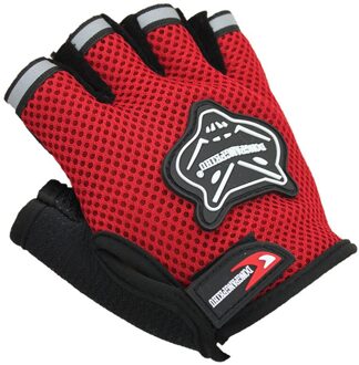 Kinderen Kids Fiets Handschoenen Half Vinger Ademende Anti-Slip Voor Sport Riding Fietsen PUZ777 Rood