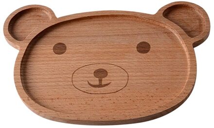 Kinderen Kids Houten Voedsel Plaat Lade Schotel Natuurlijke Leuke Cartoon Servies Handwerk Dier Natuurlijke Tool beer