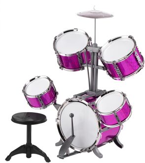 Kinderen Kids Jazz Drum Set Kit Muziekinstrument Educatief Speelgoed 5 Drums En Een Symbal Slaginstrument roos rood