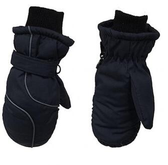 Kinderen Kids Outdoor Sport Winter Handschoenen Warm Winddicht Anti-slip Sneeuw Wanten zwart
