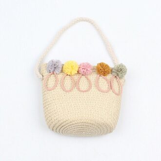Kinderen Kids Rotan Stro Schoudertas Geweven Kleine Handtas Crossbody Strandtas Beige