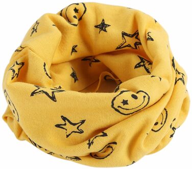 Kinderen Kids Sjaal Sjaals Warme Loops Halsdoek Glimlach Gezicht Sterren Voor Winter Cnt 66 Geel