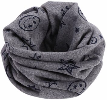 Kinderen Kids Sjaal Sjaals Warme Loops Halsdoek Glimlach Gezicht Sterren Voor Winter Cnt 66 Grijs