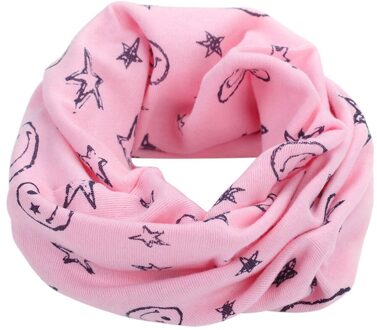 Kinderen Kids Sjaal Sjaals Warme Loops Halsdoek Glimlach Gezicht Sterren Voor Winter Cnt 66 licht roze