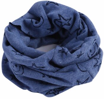 Kinderen Kids Sjaal Sjaals Warme Loops Halsdoek Glimlach Gezicht Sterren Voor Winter Cnt 66 marine