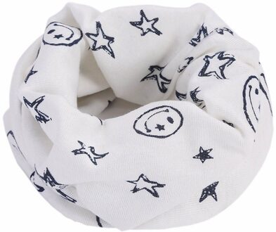Kinderen Kids Sjaal Sjaals Warme Loops Halsdoek Glimlach Gezicht Sterren Voor Winter Cnt 66 wit