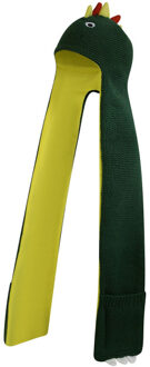 Kinderen/kids snowplay dinosaurus 3 in 1 muts sjaal Groen - 152/158