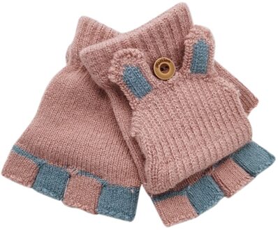 Kinderen Kids Winter Warm Gebreide Convertible Flip Top Vingerloze Wanten Handschoenen Kerst Warme Handschoenen Voor Kinderen Bolalar