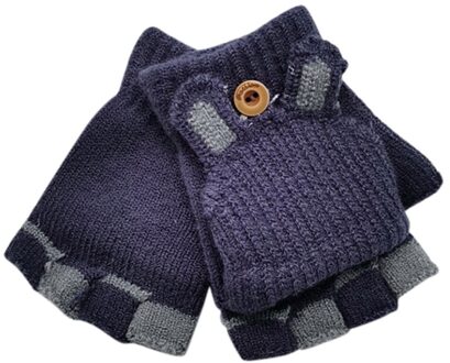 Kinderen Kids Winter Warm Gebreide Convertible Flip Top Vingerloze Wanten Handschoenen Kerst Warme Handschoenen Voor Kinderen Bolalar