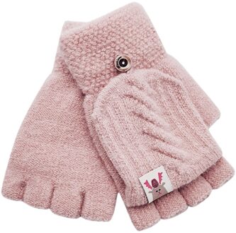 Kinderen Kids Winter Warm Gebreide Convertible Flip Top Vingerloze Wanten Handschoenen Kleding Kleding Onder Kinderen Girsl Jongens Verjaardag Roze