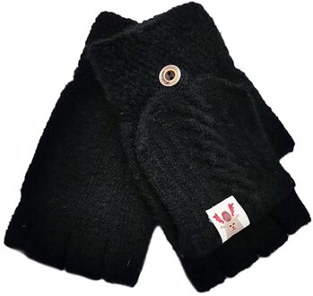 Kinderen Kids Winter Warm Gebreide Convertible Flip Top Vingerloze Wanten Handschoenen Kleding Kleding Onder Kinderen Girsl Jongens Verjaardag zwart