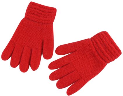 Kinderen Kids Winter Warm Thicken Handschoenen Effen Gebreide Flip Vinger Wanten Handschoenen Voor Kinderen Peuter Kids Gebreide Volledige Vinger rood