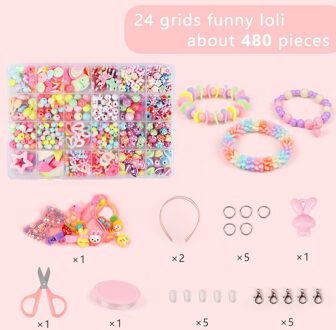 Kinderen Kleurrijke Acryl Kralen Set, Kids Diy Handgemaakte Creatieve Sieraden Kralen Beading-B