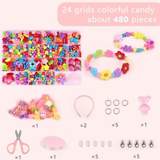 Kinderen Kleurrijke Acryl Kralen Set, Kids Diy Handgemaakte Creatieve Sieraden Kralen Beading-D