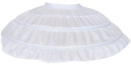 Kinderen Meisjes 3 Stalen Hoepels Witte Petticoat Jurk Jurk Onderrok Elastische Tailleband Trekkoord A-lijn Rok Ruches Edg