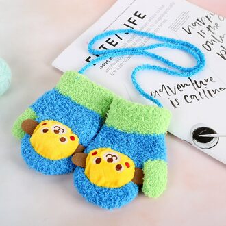 Kinderen Meisjes Jongens Winter Handschoenen Cartoon Dier Patchwork Warm Houden Wanten Handschoenen Pak Voor 2-4 Jaar Kinderen @ 10 blauw