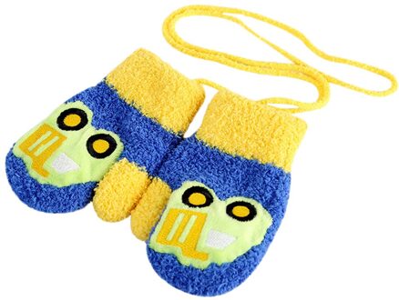 Kinderen Meisjes Jongens Winter Handschoenen Cartoon Dier Patchwork Warm Houden Wanten Handschoenen Pak Voor 2-4 Jaar Kinderen @ 10 donker blauw