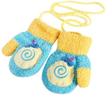Kinderen Meisjes Jongens Winter Handschoenen Cartoon Dier Patchwork Warm Houden Wanten Handschoenen Pak Voor 2-4 Jaar Kinderen @ 10 licht blauw