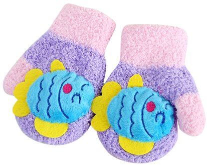 Kinderen Meisjes Jongens Winter Handschoenen Cartoon Dier Patchwork Warm Houden Wanten Handschoenen Pak Voor 2-4 Jaar Kinderen @ 10 paars