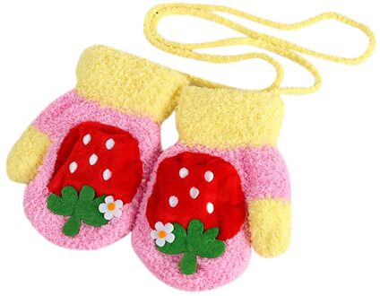 Kinderen Meisjes Jongens Winter Handschoenen Cartoon Dier Patchwork Warm Houden Wanten Handschoenen Pak Voor 2-4 Jaar Kinderen @ 10 rood