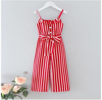 Kinderen Meisjes Mode Mouwloze Gestreepte Jumpsuit Zomer Stijlvolle Jumpsuit Voor Kinderen Meisjes 130