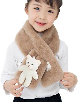 Kinderen Meisjes Sjaal Pluche Bont Sjaal Schattige Beer Decor Kraag Sjaal Halswarmer Voor Winter