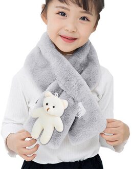 Kinderen Meisjes Sjaal Pluche Bont Sjaal Schattige Beer Decor Kraag Sjaal Halswarmer Voor Winter