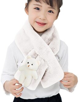 Kinderen Meisjes Sjaal Pluche Bont Sjaal Schattige Beer Decor Kraag Sjaal Halswarmer Voor Winter