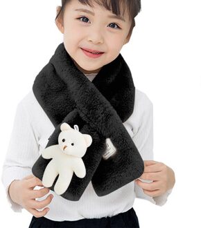Kinderen Meisjes Sjaal Pluche Bont Sjaal Schattige Beer Decor Kraag Sjaal Halswarmer Voor Winter