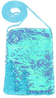Kinderen Mermaid Pailletten Portemonnees One-schouder Crossbody Portemonnee Meisjes Lanyard Sequin Kleine Vierkante Zakken Handtassen lucht blauw